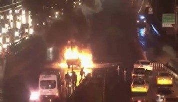 15 Temmuz Şehitler Köprüsü’nde araç alev alev yandı