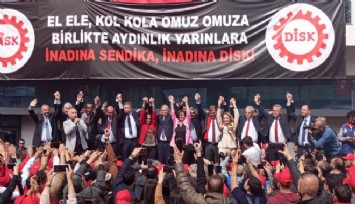 CHP Belediye Başkan adayları DİSK eyleminde:''En iyi toplu sözleşmeyi yapacağız''