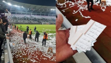 Stat açılışında skandal: Kur'an-ı Kerim sayfaları konfeti şeklinde sahaya fırlatıldı