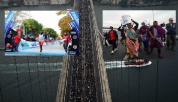 Asya ile Avrupa kıtaları arasında koşulan 43. İstanbul Maratonu'nda renkli görüntüler