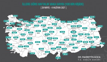 İllere göre haftalık vaka haritası açıklandı