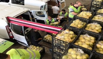İzmir Büyükşehir Belediyesi kooperatiflerden alıdığı 60 ton salatalık ve 50 ton elmayı dağıtıyor