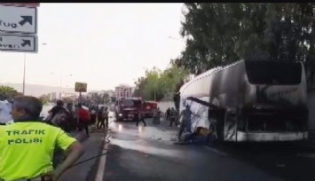 İzmir’de yolcu otobüsü alev aldı, faciadan dönüldü  
