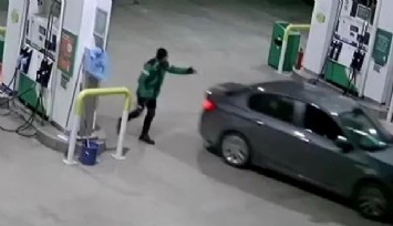 Aracın deposunu doldurup kaçtılar