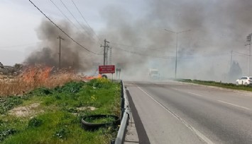 İzmir-İstanbul karayolundaki yangın akaryakıt istasyonuna ulaşmadan söndürüldü   