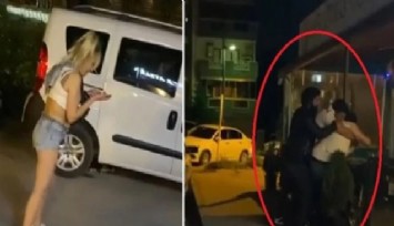 Yanındaki kadını darbeden erkek, çevredekiler tarafından dövüldü