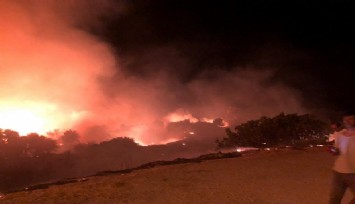Çeşme’de yangın: Evlere sıçramaması için ekipler müdahale ediyor