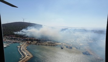 Çeşme’de korkutan yangın: 4 helikopter, 2 uçak ve 21 arazözle müdahale ediliyor