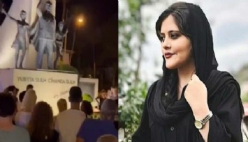 İranlılar Atatürk heykeli önünde rejimi protesto etti