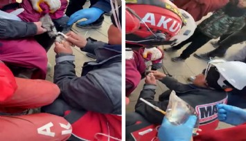 Enkazdan kurtarılan kediye MAKUR desteği
