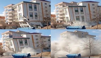 Kahramanmaraş'ta binanın yıkılma anı kameralara yansıdı