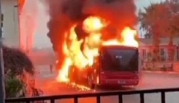 İzmir'de belediye otobüsü alev alev yandı