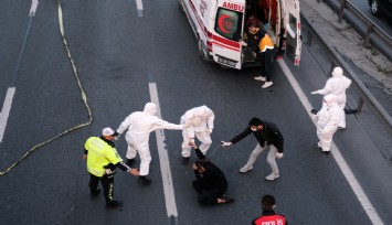 E-5 karayolunda ilginç anlar, bir adam yolun ortasına yattı