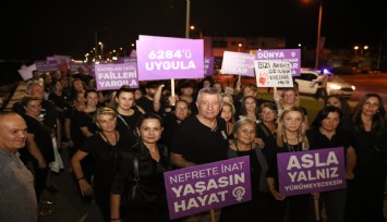 Güzelbahçe şiddete karşı yürüdü