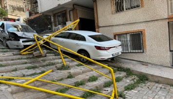İzmir'de alkollü sürücü merdivenli sokağa girerek kaza yaptı