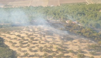 Kınık'ta ziraat arazisinde çıkan yangın ormana sıçradı:  4 uçak, 1 helikopter müdahale ediyor
