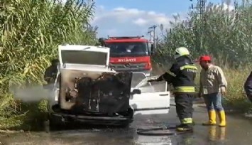 Turgutlu'da seyir halindeki otomobil alev aldı