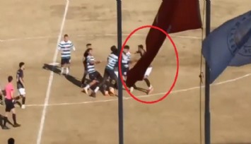 Amatör lig karşılaşmasında iki takım birbirine girdi, ortalık savaş alanına döndü
