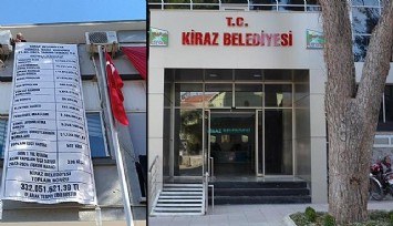 Kiraz Belediyesi'nde şok pankart: 332 milyon TL'nin üzerinde  borç