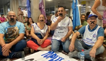 Büyükşehir memurlarından bantlı eylem