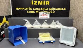 Bornova'da bir araca yapılan aramada termostan 5 kilogram uyuşturucu çıktı