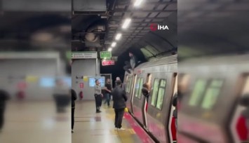 İstanbul'da şaşırtan olay: Bir vatandaş metronun üzerine çıktı