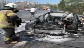 18 milyonluk Posche yandı:  İzmirli işadamı ölümden döndü