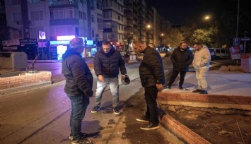 Bornova Merkez Pazaryeri önünde orta refüj çalışması başladı