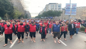 Büyükşehir işçilerinden  çıplak ayaklı protesto: Somut adım atılmazsa eylemler sürecek