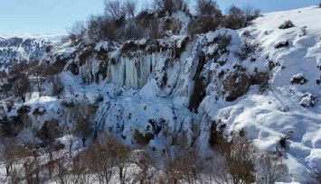 Erzincan buz kesti: Girlevik Şelalesi’nde uzunluğu 2 metreyi aşan buz sarkıtları oluştu