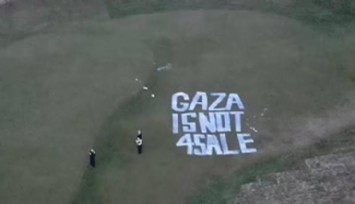 Trump'ın İskoçya'daki golf kulübünde Filistin eylemi: ''Gazze satılık değildir''