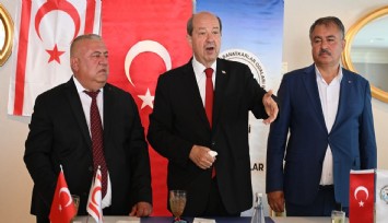 KKTC Cumhurbaşkanı Tatar, Denizli esnafıyla buluşmasında Rum tarafına sert mesaj verdi