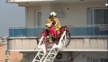 Manisa'da alevler içinde kalan çocuklara itfaiye ekipleri yetişti