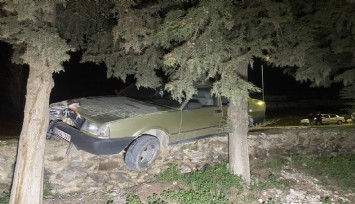 Manisa'da korkunç kaza: Sürücüsü kalp krizi geçiren otomobil ağaca çarptı