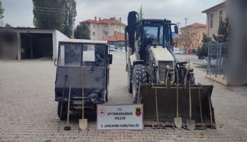 Afyonkarahisar'da kepçe ile define arayanlara suçüstü