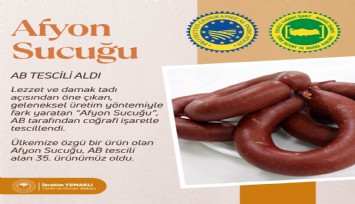 Bakan Yumaklı: 'Afyon sucuğu', Avrupa Birliği'nden coğrafi işaret tescili alarak 35. tescilli ürünümüz oldu'