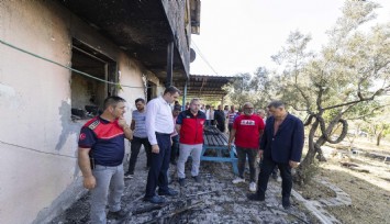 Başkan Tugay yangından etkilenen vatandaşları ziyaret etti