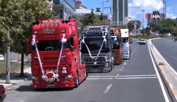 İstanbul’da son model tırlarla düğün konvoyu