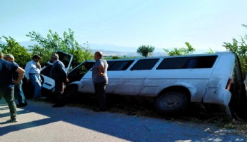 Yoldan çıkan işçi servisini sazlıklar kurtardı: 6 yaralı