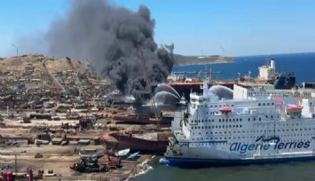 Aliağa'da alevler içinde kalan tanker gemi bu sabah söndürülebildi