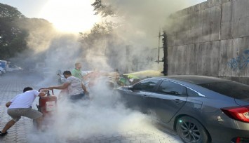 İzelman otoparkında yangın paniği: 1 kişiye gözaltı
