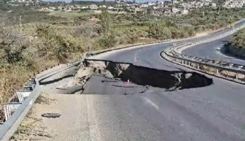 Kazı çalışması faciaya davete çıkardı: Söke-Kuşadası Karayolu'nda yol çöktü