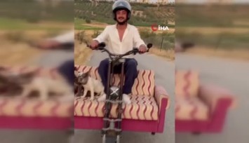 Scooterına koltuk monte etti, köpekleriyle renkli anlar yaşadı