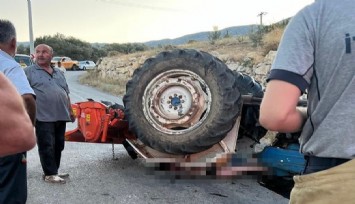 Karaburun'da direksiyon hakimiyetini kaybeden sürücü traktörün altında kaldı