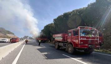 Muğla sakar rampasında odun yüklü tırda yangın çıktı