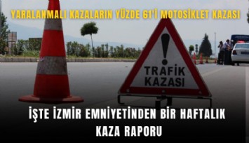 İşte İzmir Emniyetinden bir haftalık kaza raporu: Yaralanmalı kazaların yüzde 61'i motosiklet kazası