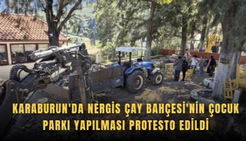 Karaburun'da Nergis Çay Bahçesi'nin çocuk parkı yapılması protesto edildi