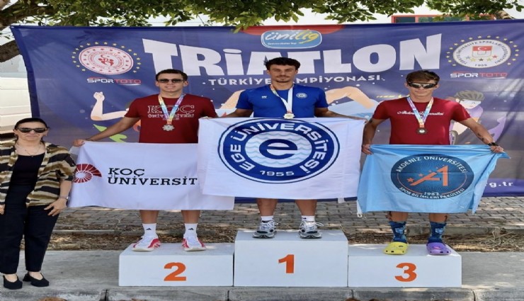 Egeli Triatloncu Taha Eren Coşkun Türkiye şampiyonu oldu