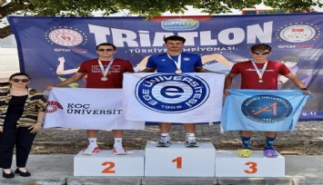 Egeli Triatloncu Taha Eren Coşkun Türkiye şampiyonu oldu
