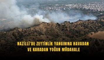 Nazilli’de zeytinlik yangınına havadan ve karadan yoğun müdahale